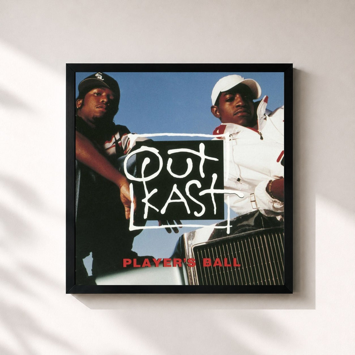 #noir Tableau carré de l'album Player's Ball de Outkast, cadre noir 32x32 cm