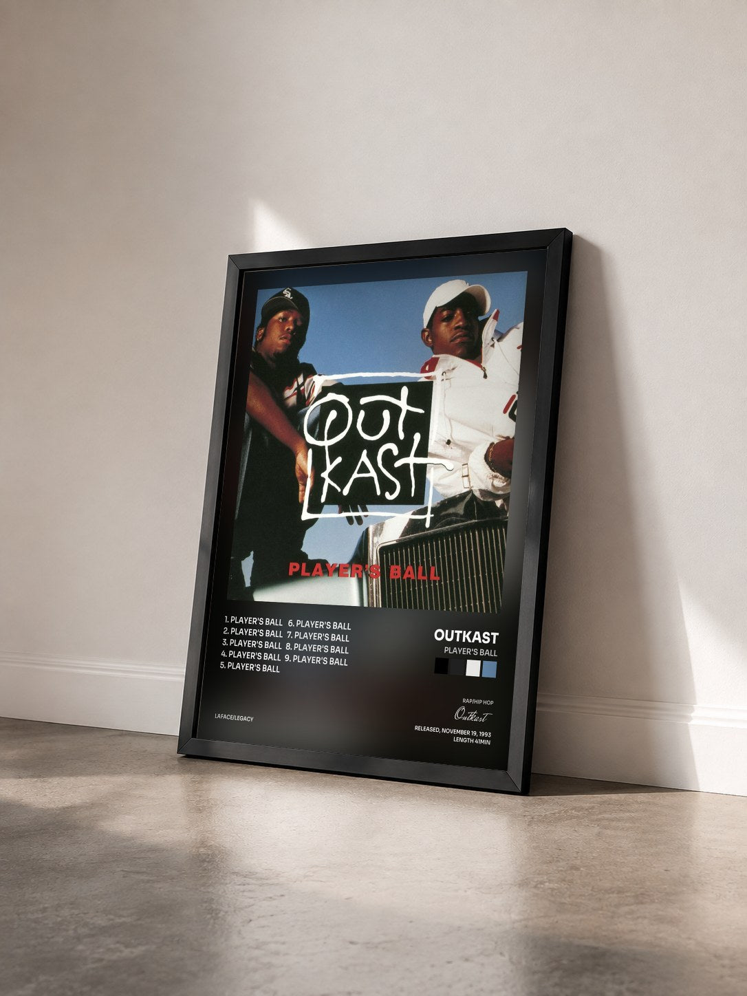 #noir Tableau de l'album Player's Ball de Outkast vu de trois quarts, cadre noir