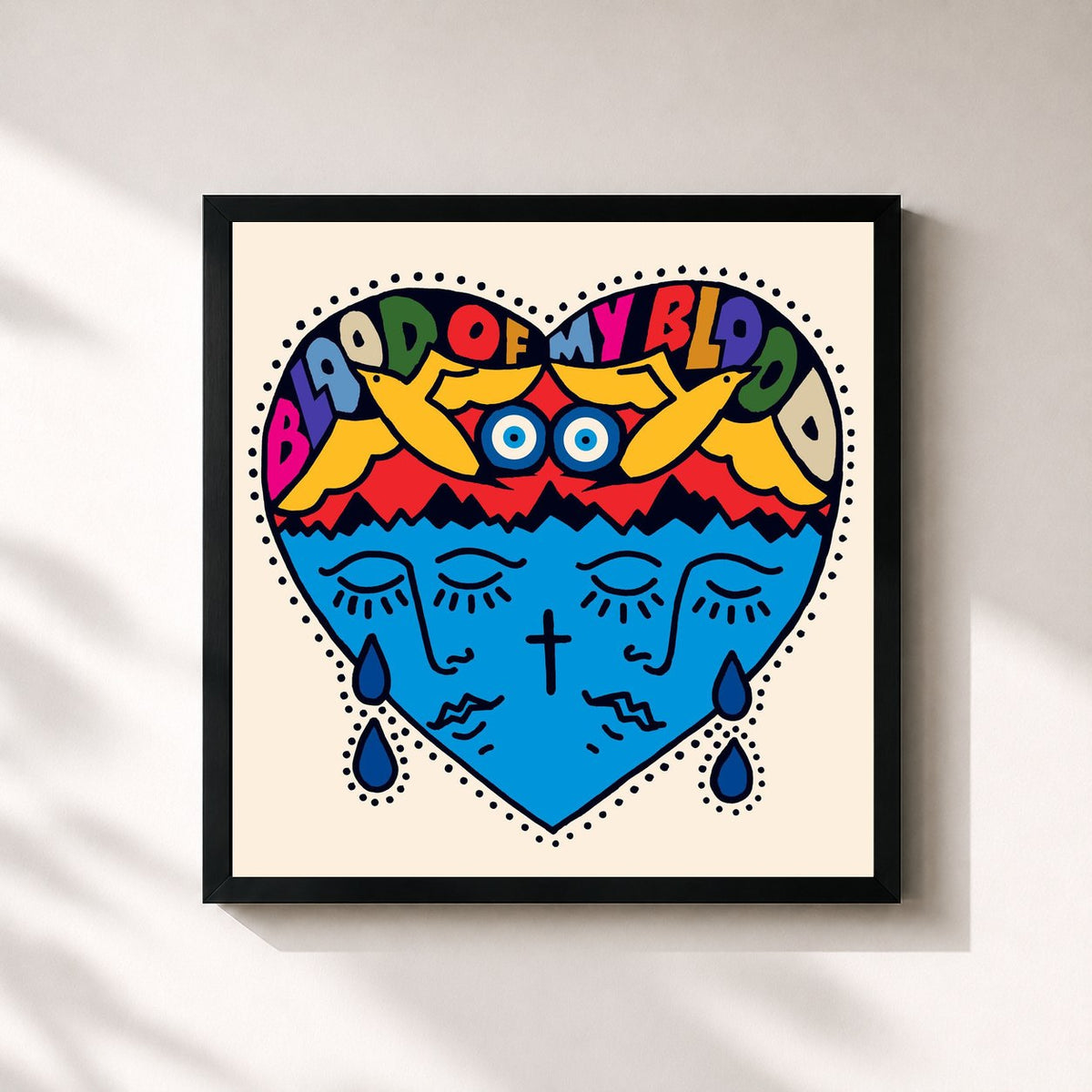 #noir Tableau carré de l'album Blood Of My Blood de DVBBS, cadre noir 32x32 cm