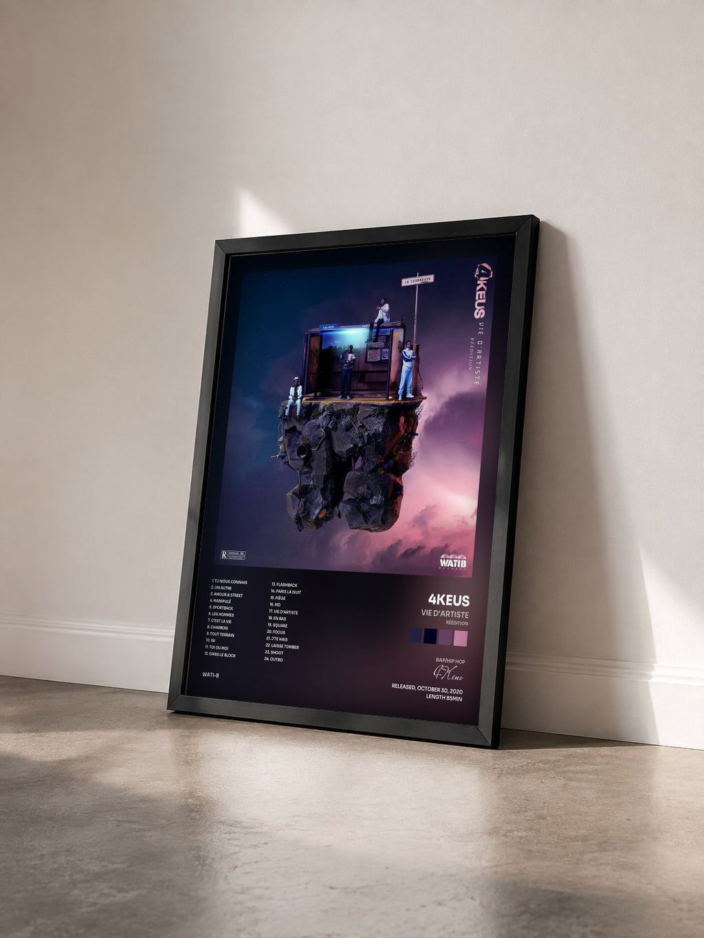 #noir Vie d'artiste (Réédition) by 4Keus as a framed art print seen at an angle, black frame