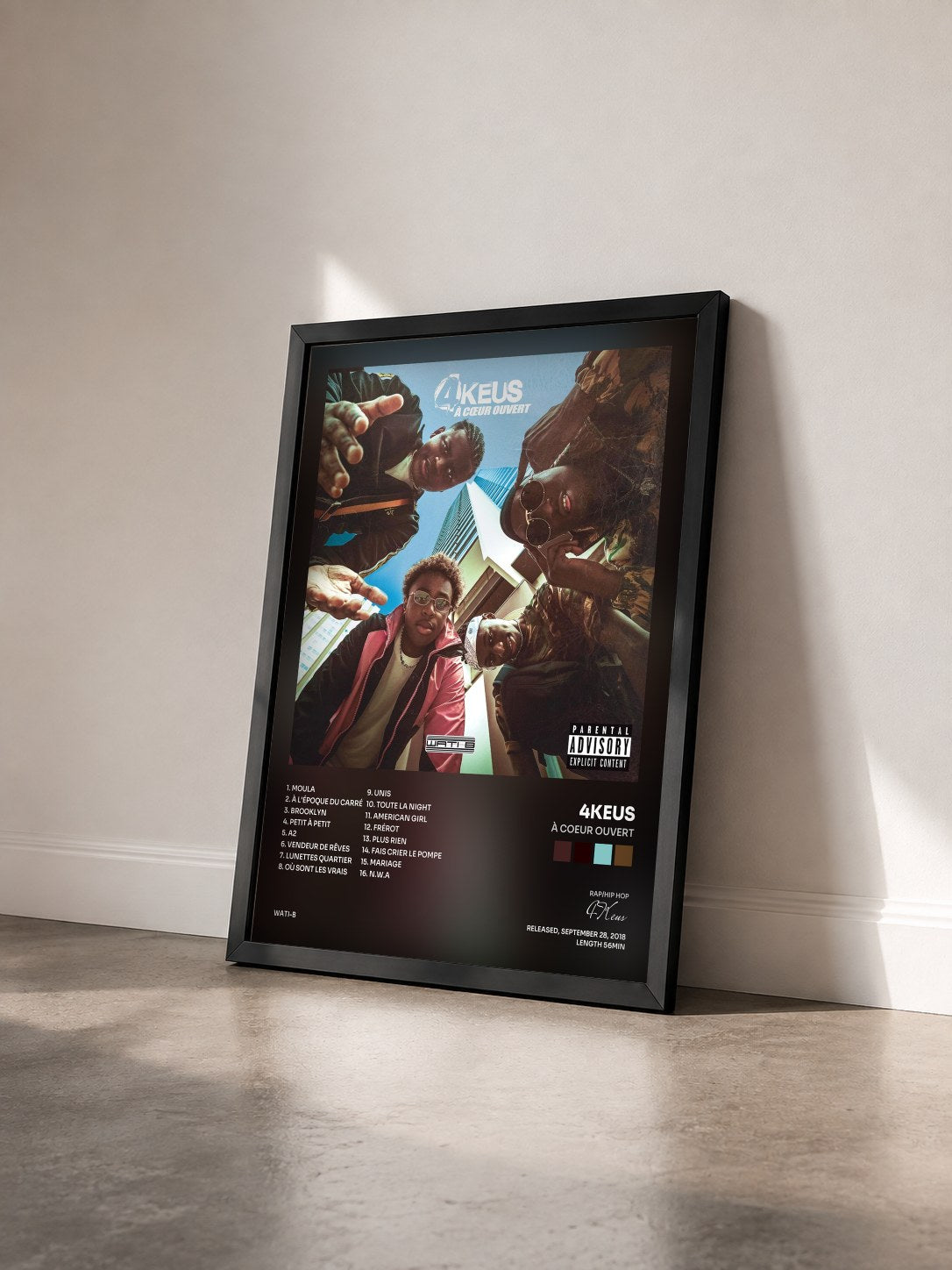 #noir À coeur ouvert by 4Keus as a framed art print seen at an angle, black frame