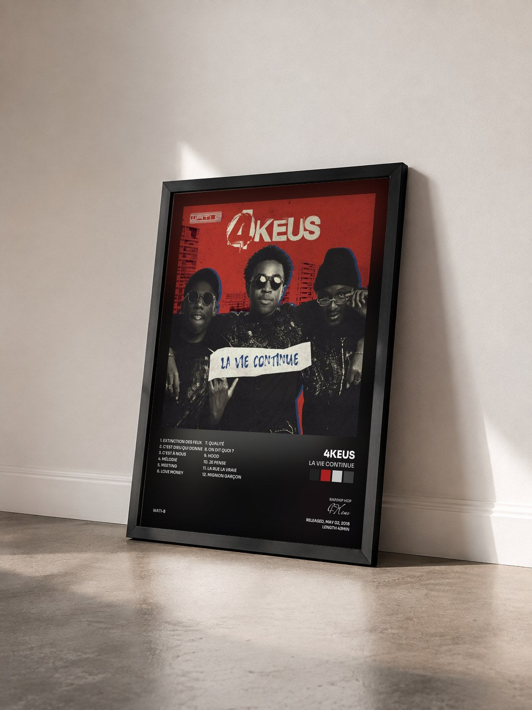 #noir Tableau de l'album La vie continue de 4Keus vu de trois quarts, cadre noir