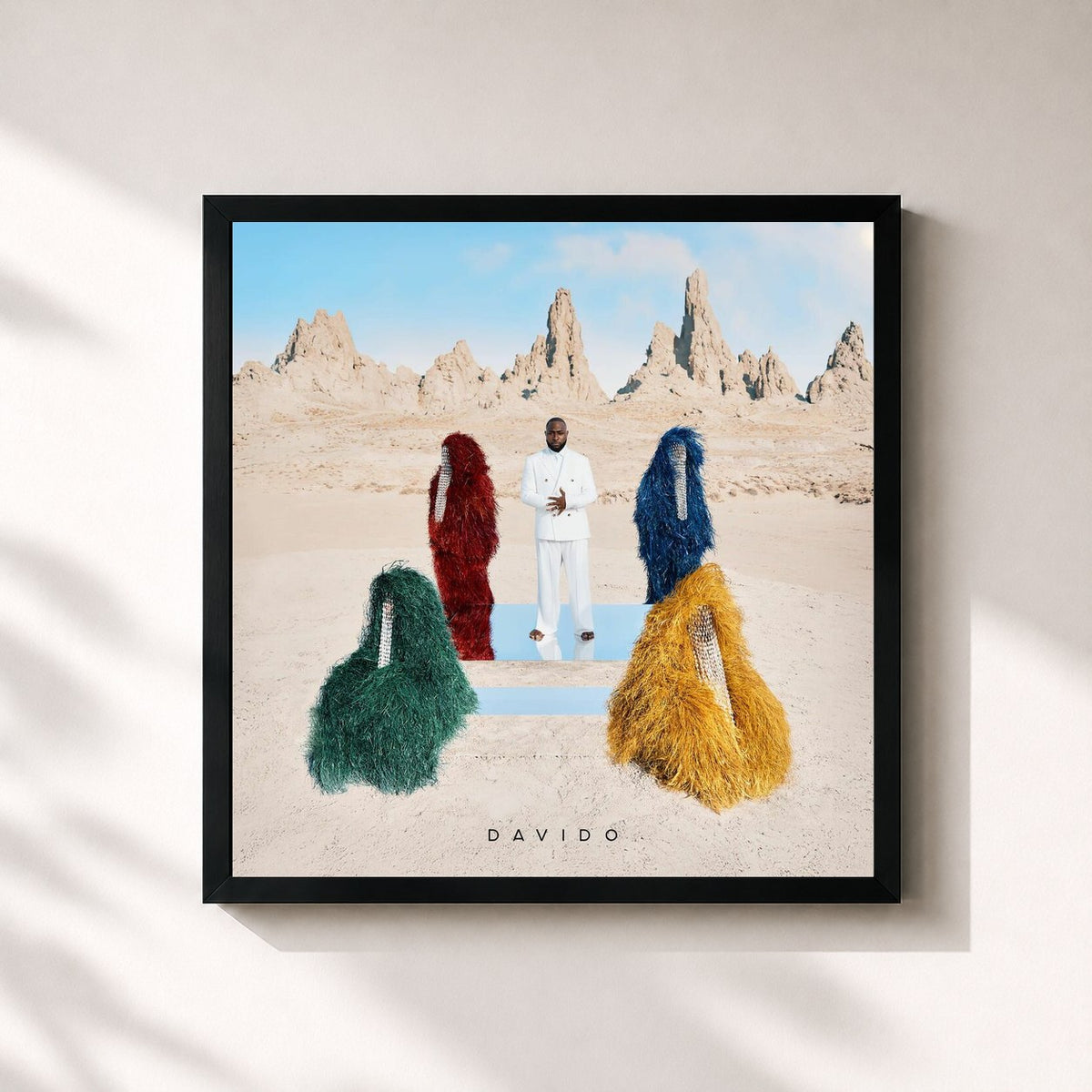 #noir Tableau carré de l'album 5ive de Davido, cadre noir 32x32 cm
