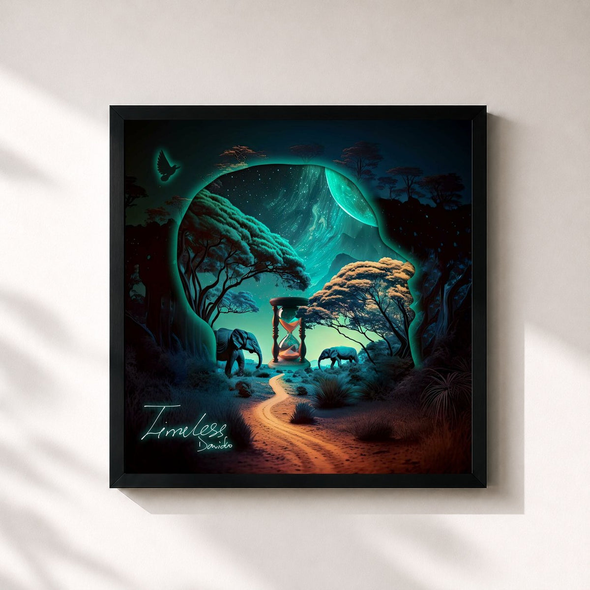 #noir Tableau carré de l'album Timeless de Davido, cadre noir 32x32 cm