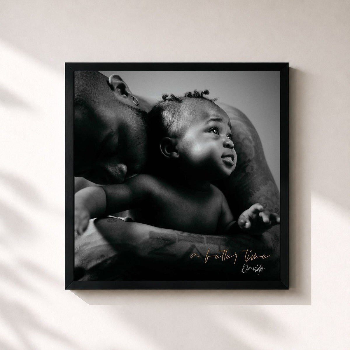 #noir Tableau carré de l'album A Better Time de Davido, cadre noir 32x32 cm