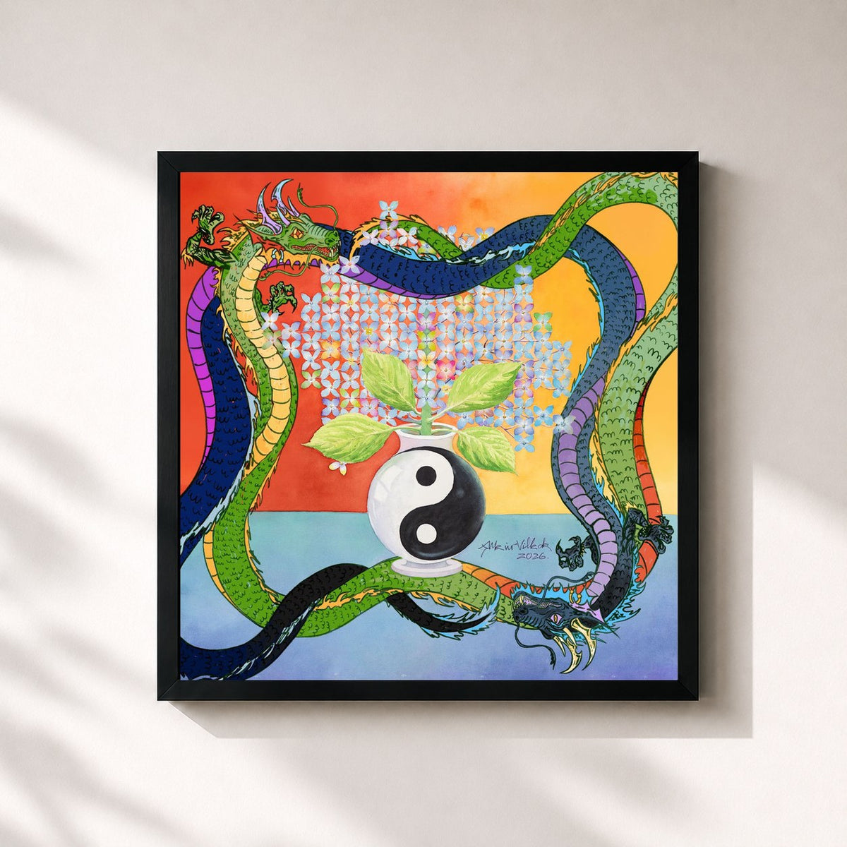 #noir EL GREEN PRINT: La Saga (Disc 1) — FEID VS FERXXO de Feid en lámina cuadrada enmarcada, marco negro de 32x32 cm