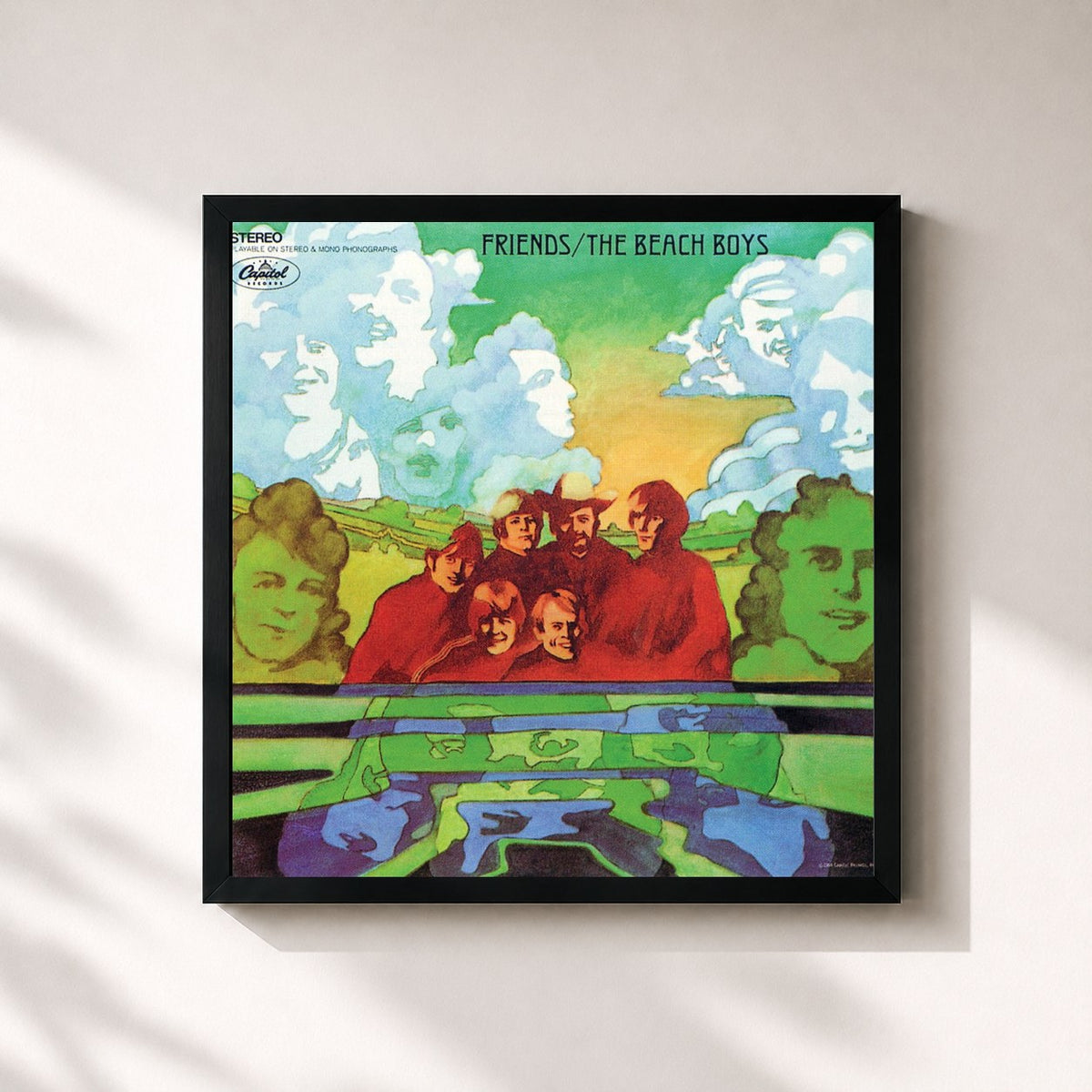 #noir Friends (Remastered) di The Beach Boys in stampa quadrata incorniciata, cornice nera 32x32 cm