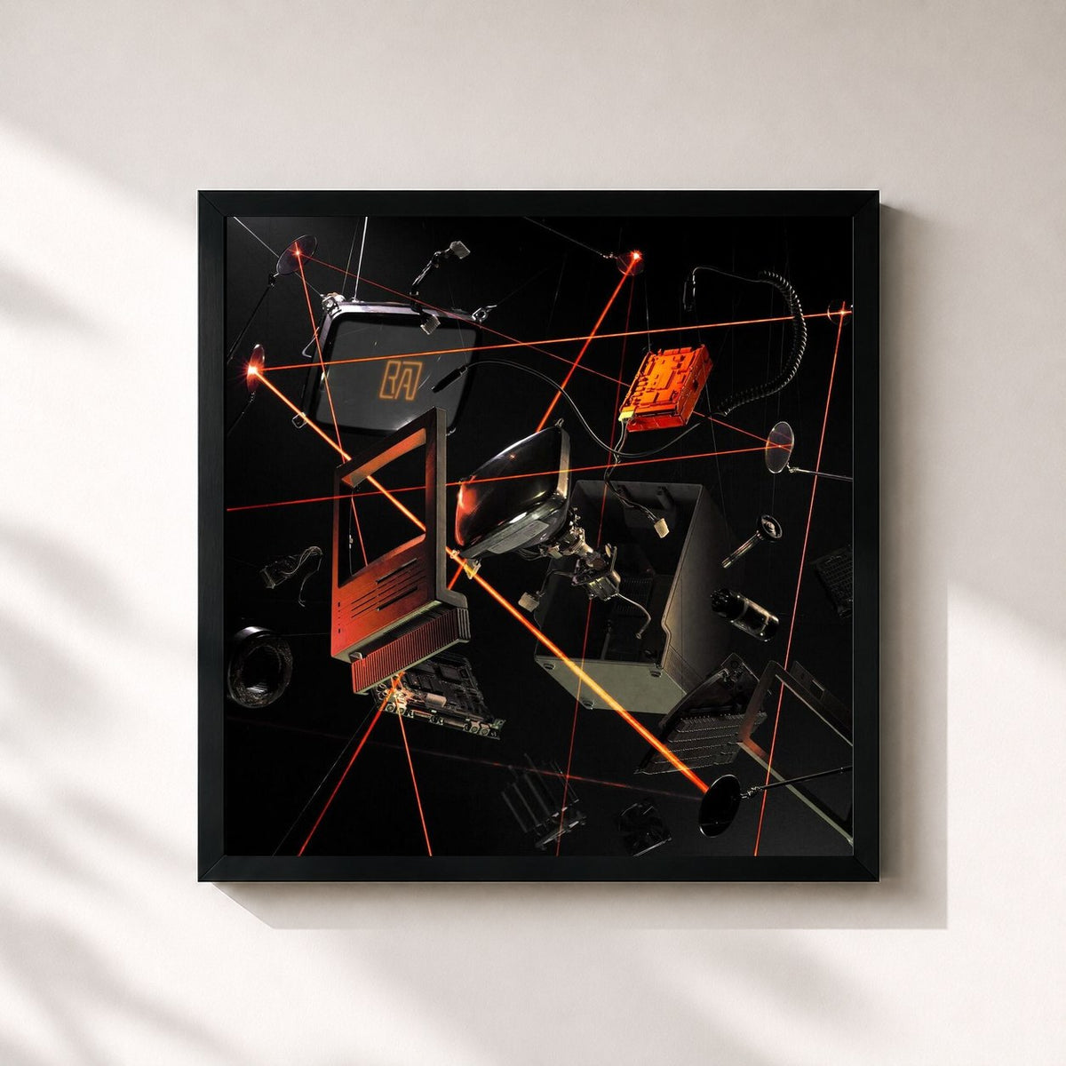 #noir Tableau carré de l'album Ricochet de Rise Against, cadre noir 32x32 cm