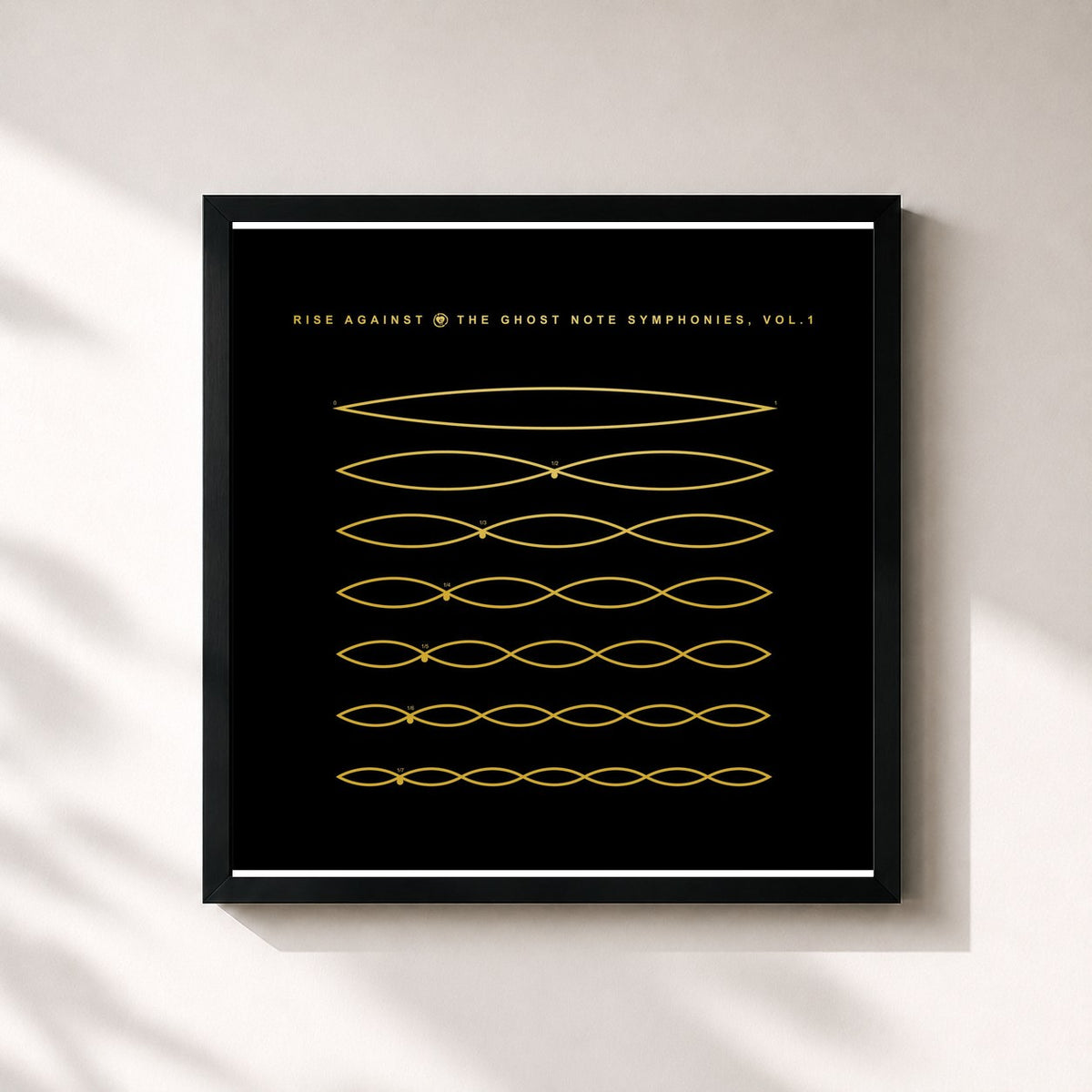 #noir Tableau carré de l'album The Ghost Note Symphonies, Vol.1 de Rise Against, cadre noir 32x32 cm
