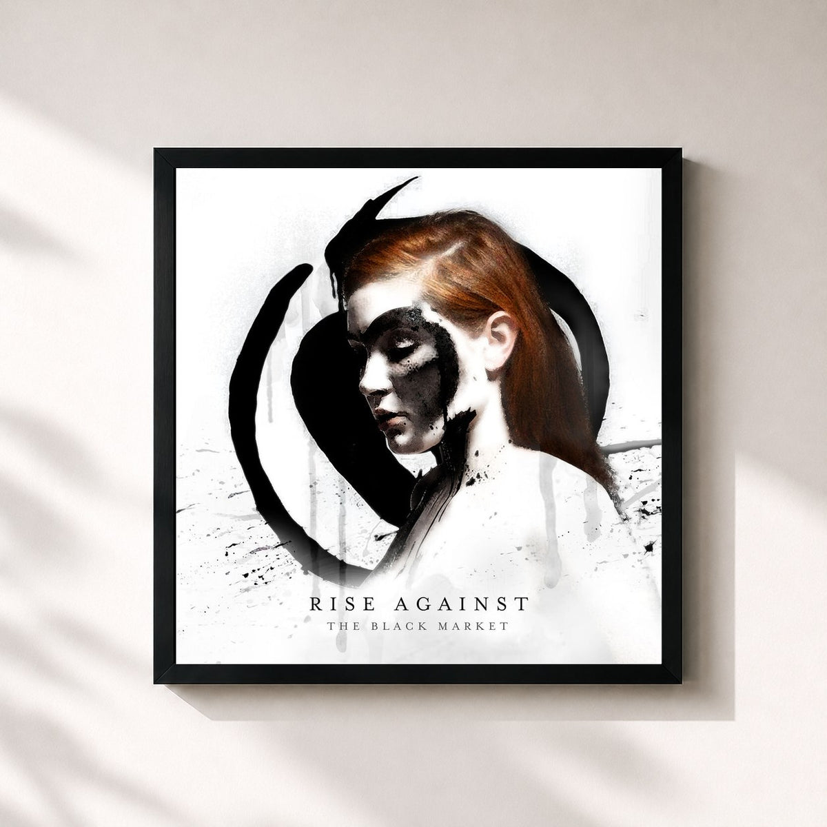 #noir Tableau carré de l'album The Black Market de Rise Against, cadre noir 32x32 cm