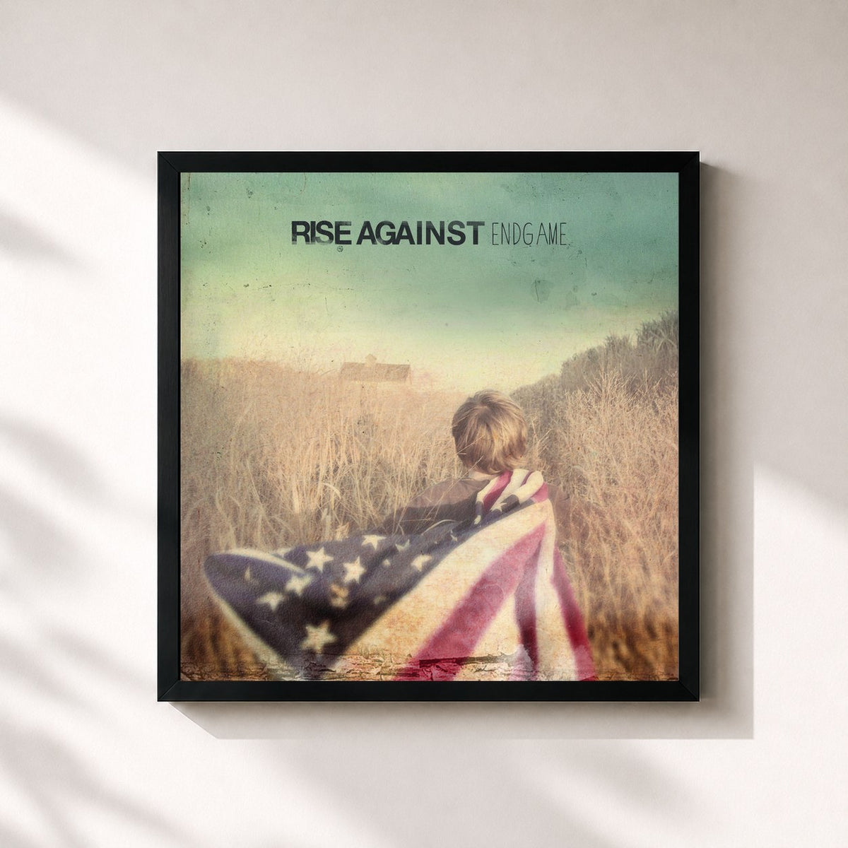 #noir Tableau carré de l'album Endgame de Rise Against, cadre noir 32x32 cm
