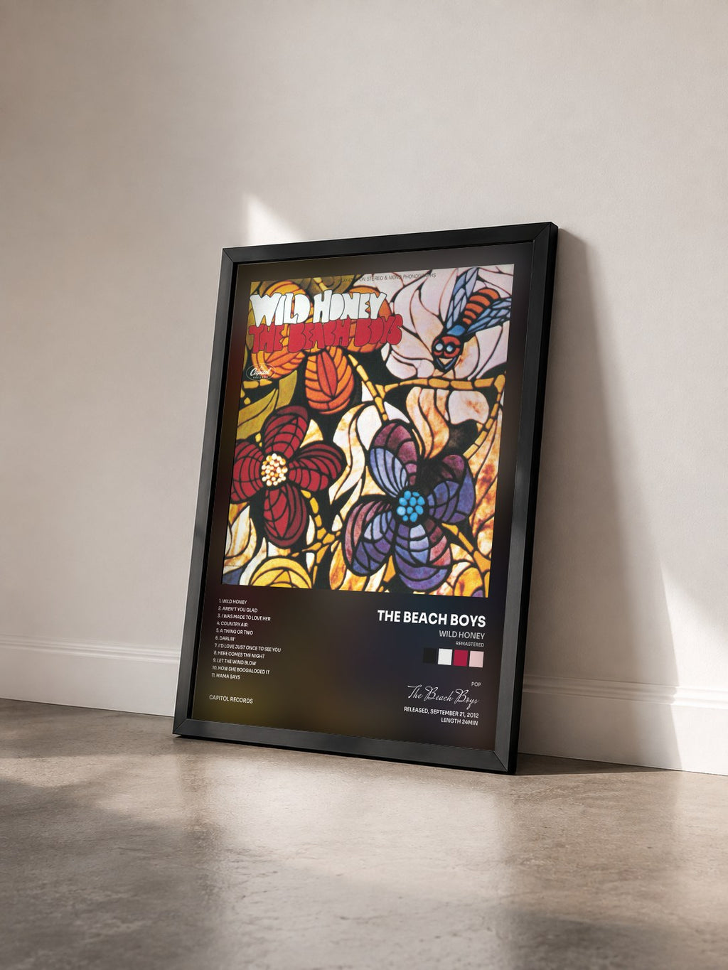 #noir Tableau de l'album Wild Honey (Remastered) de The Beach Boys vu de trois quarts, cadre noir