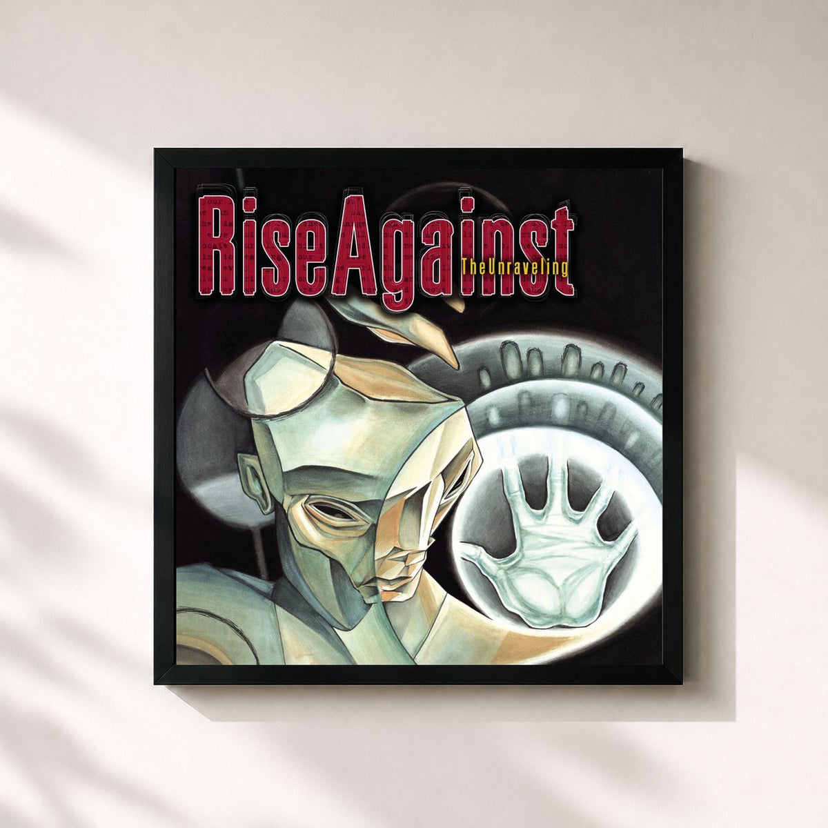 #noir Tableau carré de l'album The Unraveling (Re-Issue) de Rise Against, cadre noir 32x32 cm