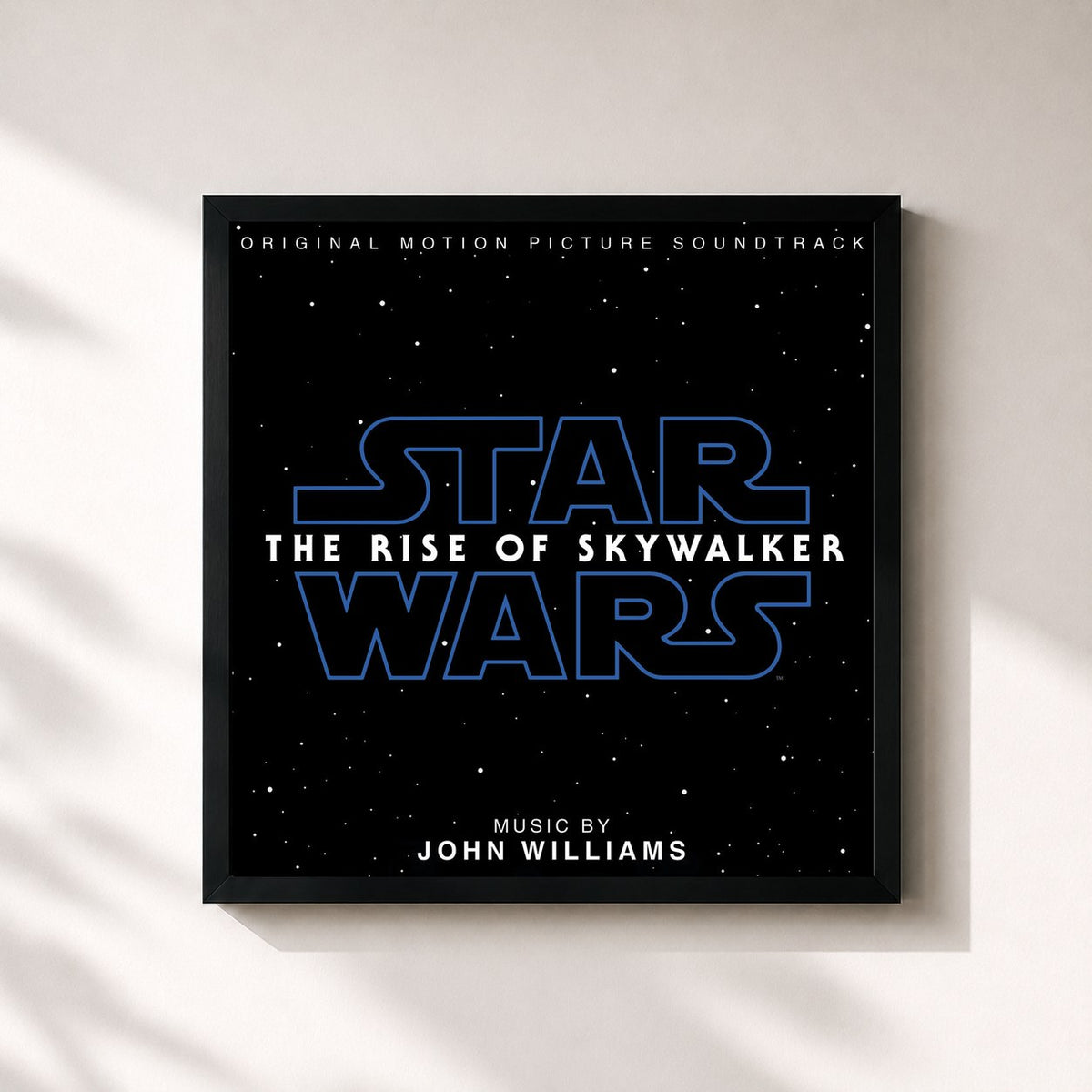 #noir Tableau carré de l'album Star Wars: The Rise of Skywalker (Original Motion Picture Soundtrack) de John Williams, cadre noir 32x32 cm
