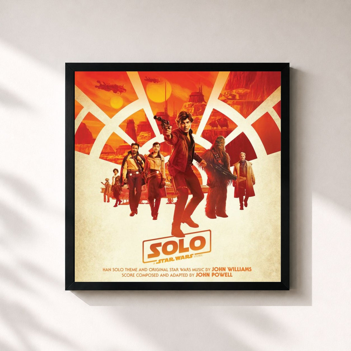 #noir Tableau carré de l'album Solo: A Star Wars Story (Original Motion Picture Soundtrack) de John Williams, cadre noir 32x32 cm
