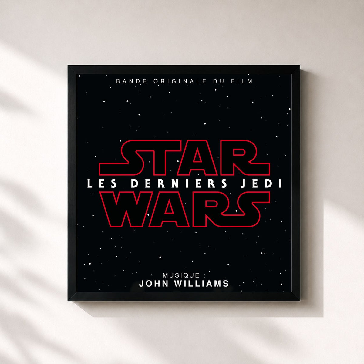 #noir Tableau carré de l'album Star Wars: Les Derniers Jedi (Bande Originale du Film) de John Williams, cadre noir 32x32 cm