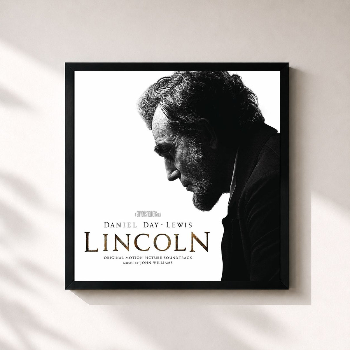 #noir Tableau carré de l'album Lincoln (Original Motion Picture Soundtrack) de John Williams, cadre noir 32x32 cm