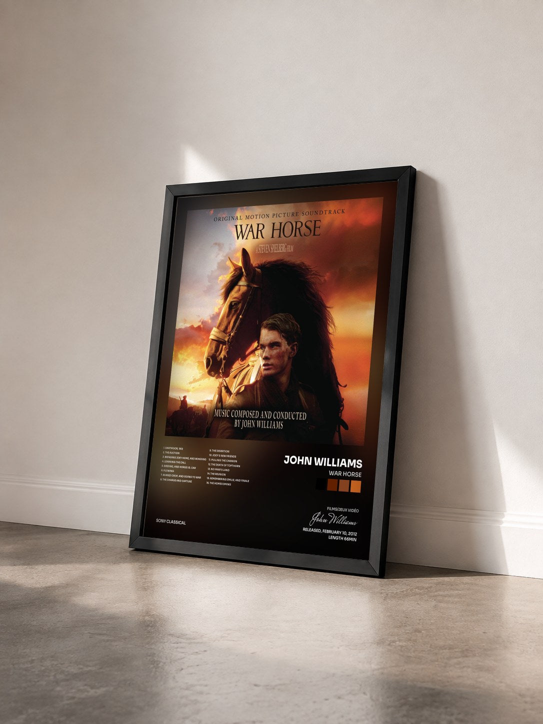 #noir Tableau de l'album War Horse de John Williams vu de trois quarts, cadre noir