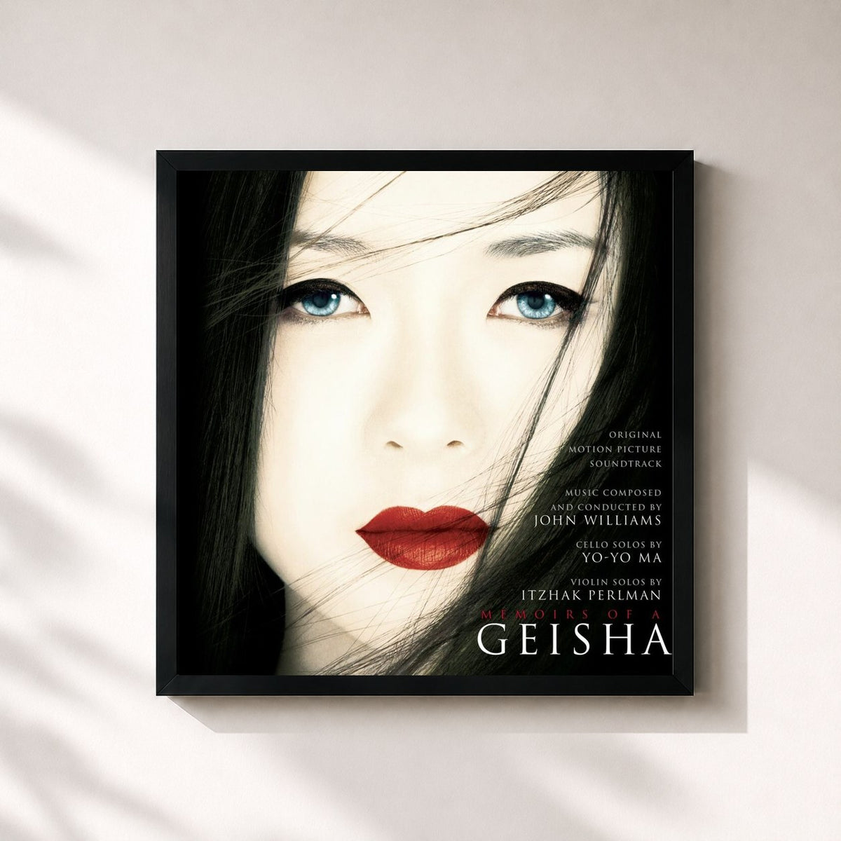 #noir Tableau carré de l'album Memoirs of a Geisha de John Williams, cadre noir 32x32 cm