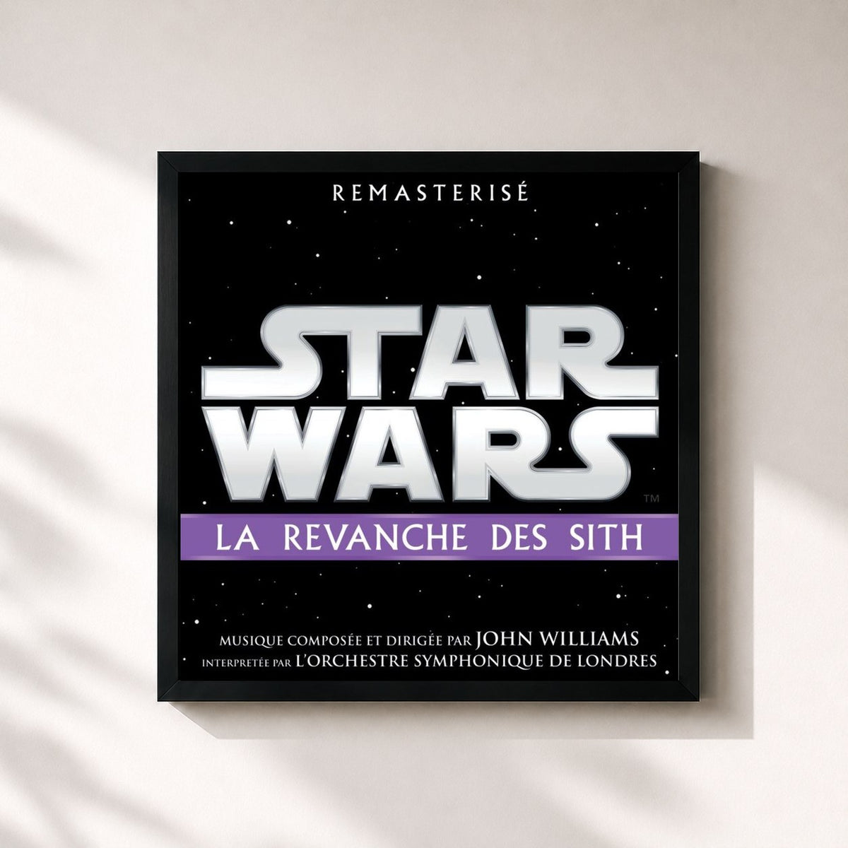 #noir Tableau carré de l'album Star Wars: La Revanche des Sith (Bande Originale du Film) de John Williams, cadre noir 32x32 cm
