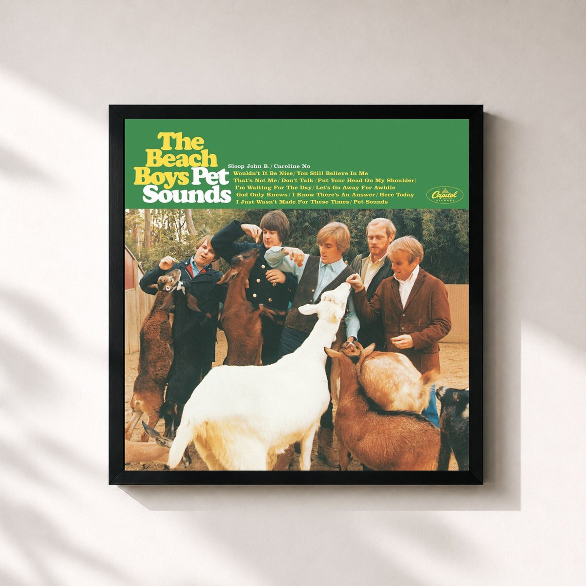 #noir Pet Sounds di The Beach Boys in stampa quadrata incorniciata, cornice nera 32x32 cm