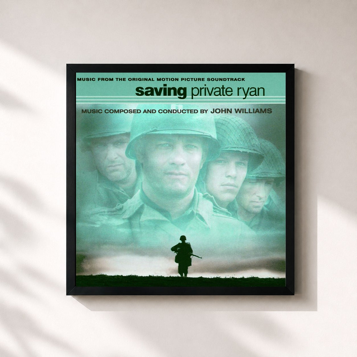 #noir Tableau carré de l'album Saving Private Ryan de John Williams, cadre noir 32x32 cm