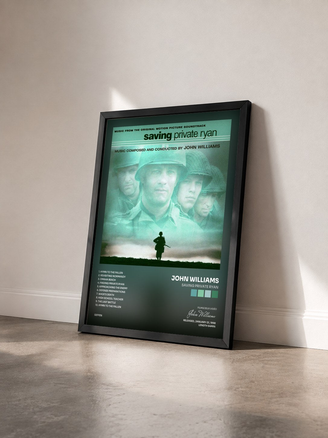 #noir Tableau de l'album Saving Private Ryan de John Williams vu de trois quarts, cadre noir