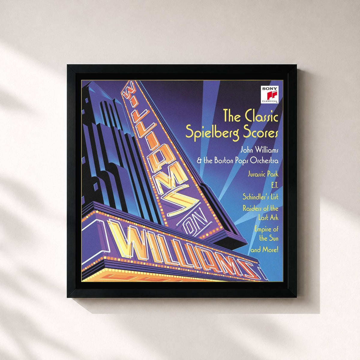 #noir Tableau carré de l'album Williams on Williams (The Classic Spielberg Scores) de John Williams, cadre noir 32x32 cm