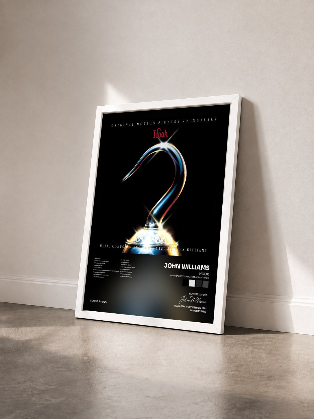 #blanc Tableau de l'album Hook (Original Motion Picture Soundtrack) de John Williams vu de trois quarts, cadre blanc
