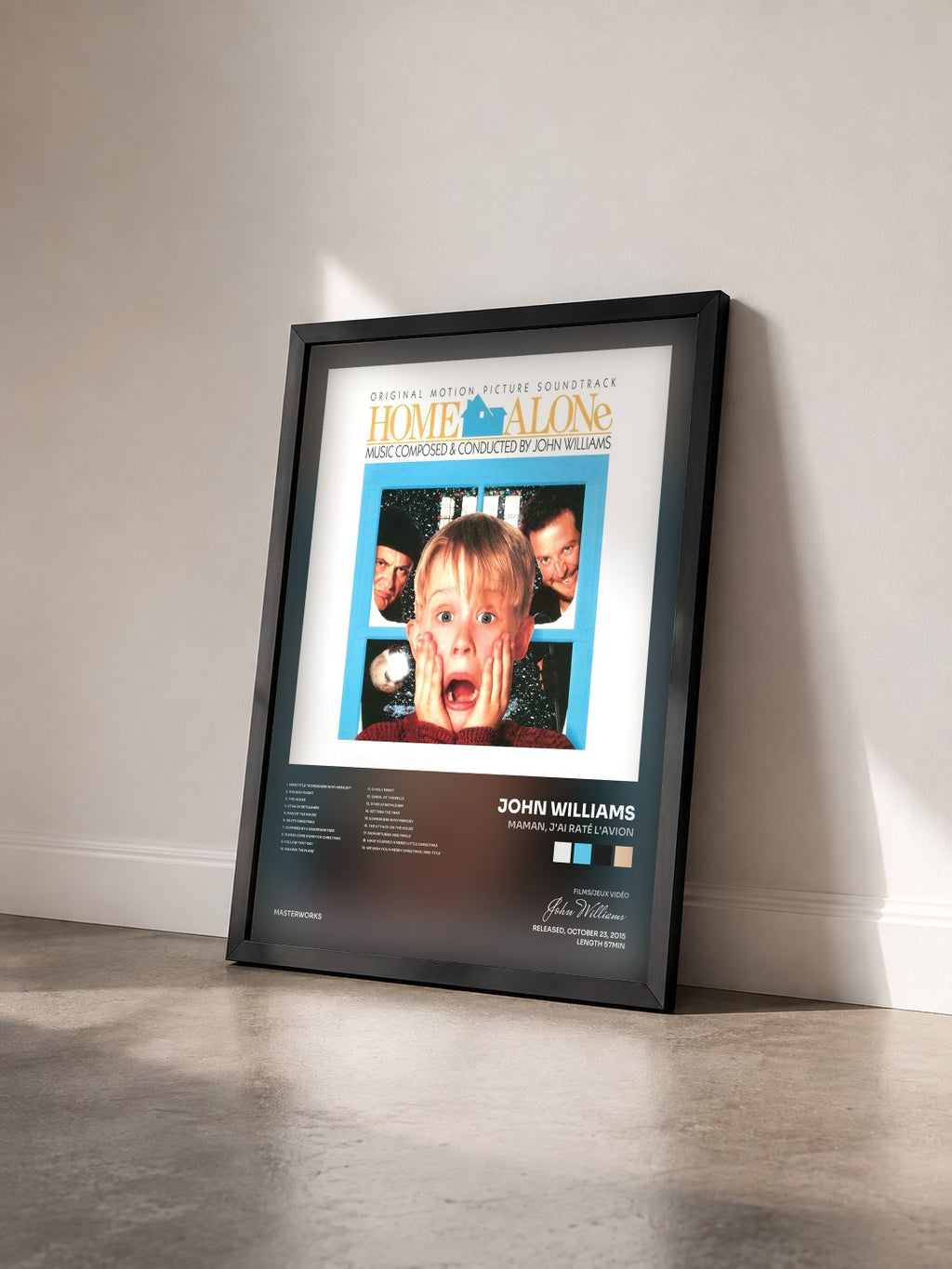 #noir Maman, j'ai raté l'avion by John Williams as a framed art print seen at an angle, black frame