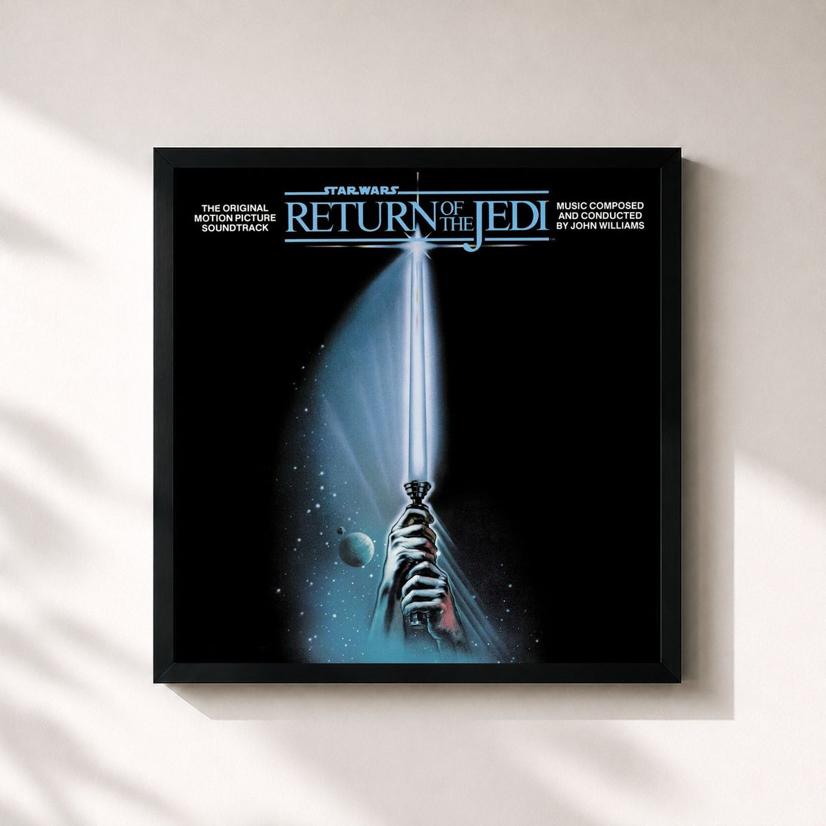 #noir Tableau carré de l'album Star Wars Episode VI: Return of the Jedi (Original Motion Picture Soundtrack) de John Williams, cadre noir 32x32 cm