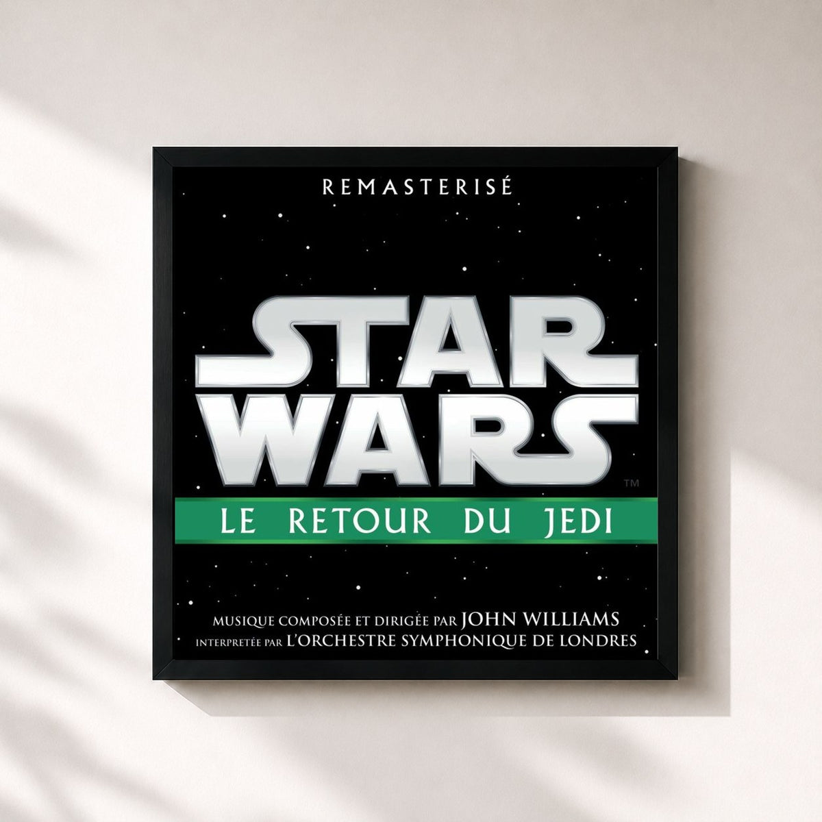 #noir Tableau carré de l'album Star Wars: Le Retour du Jedi (Bande Originale du Film) de John Williams, cadre noir 32x32 cm