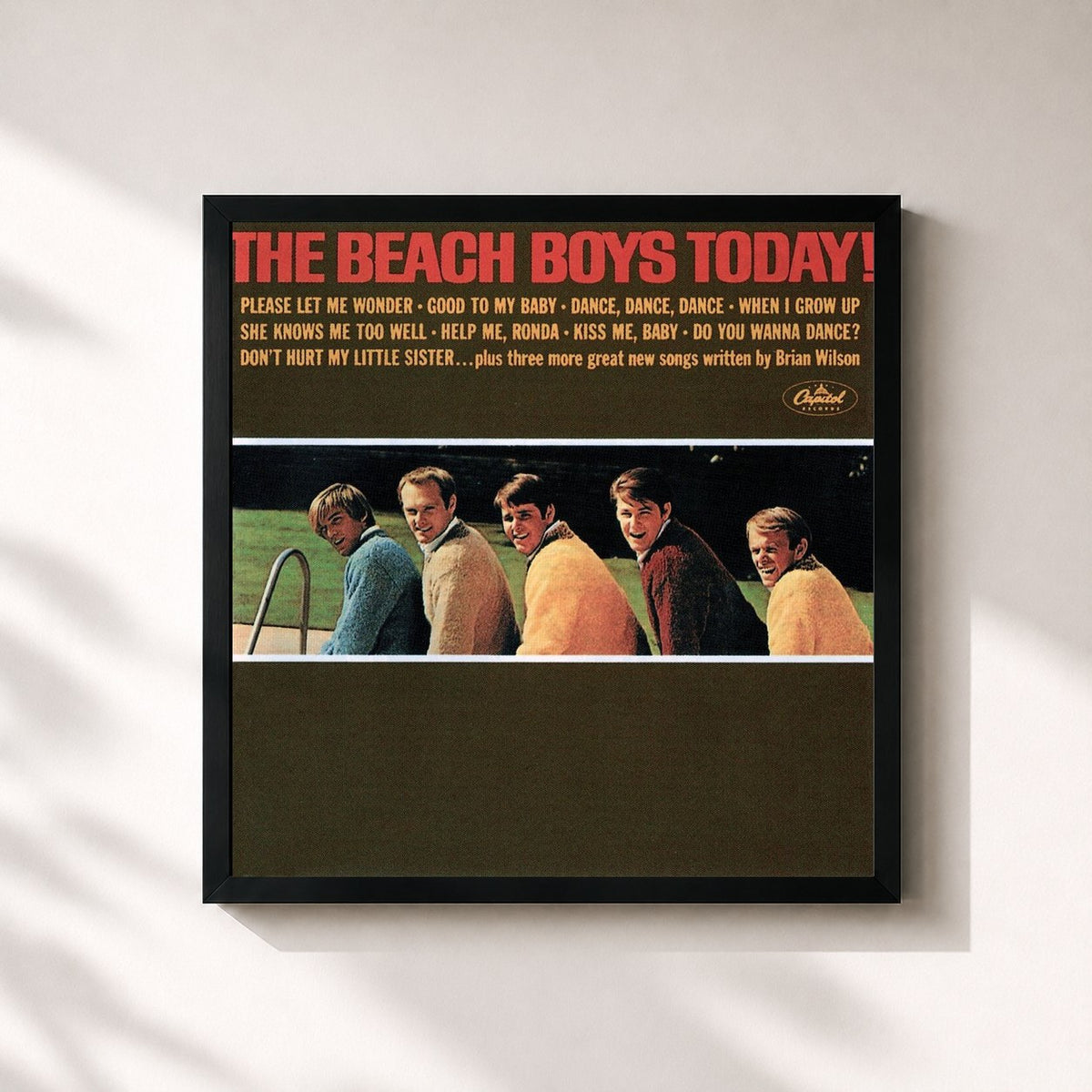 #noir The Beach Boys Today! (Remastered) di The Beach Boys in stampa quadrata incorniciata, cornice nera 32x32 cm