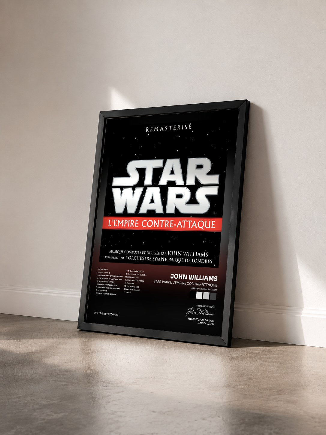 #noir Tableau de l'album Star Wars: L'Empire Contre-Attaque (Bande Originale du Film) de John Williams vu de trois quarts, cadre noir