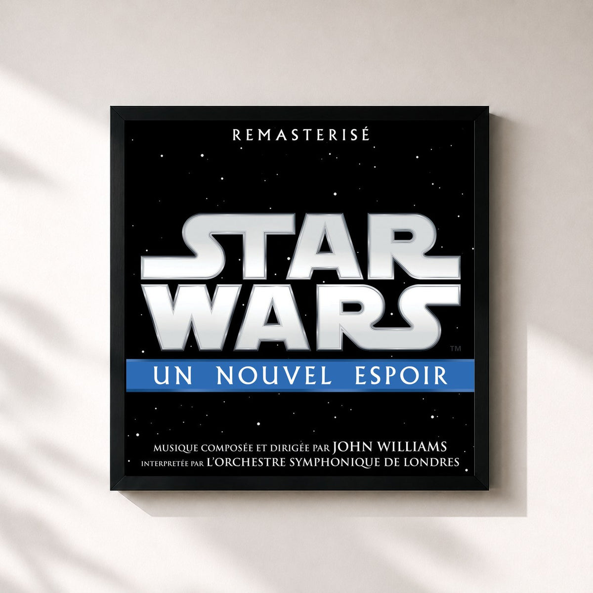 #noir Tableau carré de l'album Star Wars: Un Nouvel Espoir (Bande Originale du Film) de John Williams, cadre noir 32x32 cm