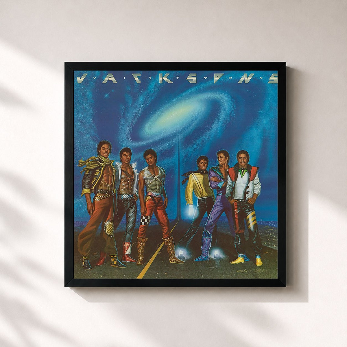 #noir Tableau carré de l'album Victory (Expanded Version) de The Jacksons, cadre noir 32x32 cm