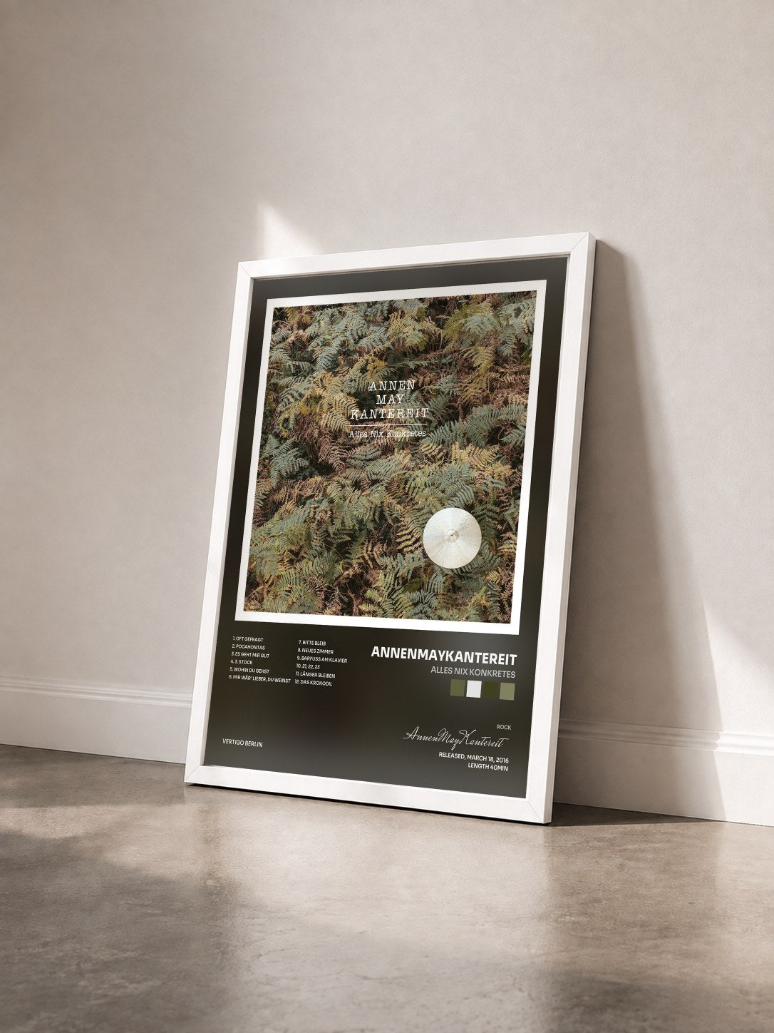 #blanc Tableau de l'album Alles nix konkretes de AnnenMayKantereit vu de trois quarts, cadre blanc