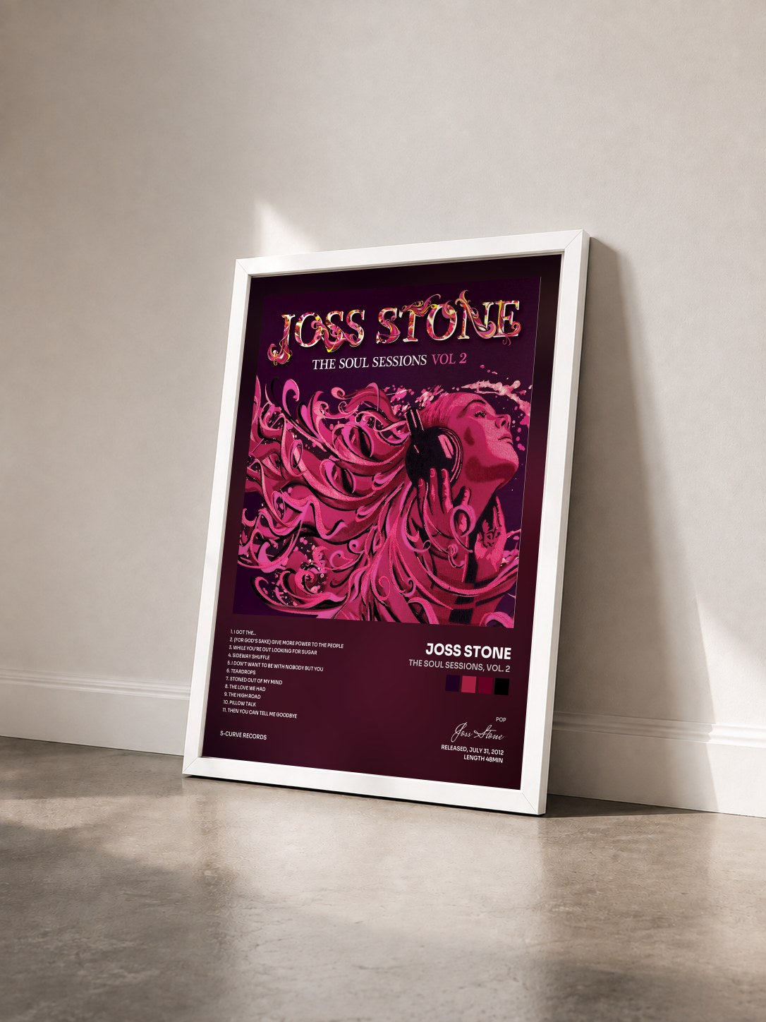 #blanc The Soul Sessions, Vol. 2 by Joss Stone as a framed art print seen at an angle, white frame