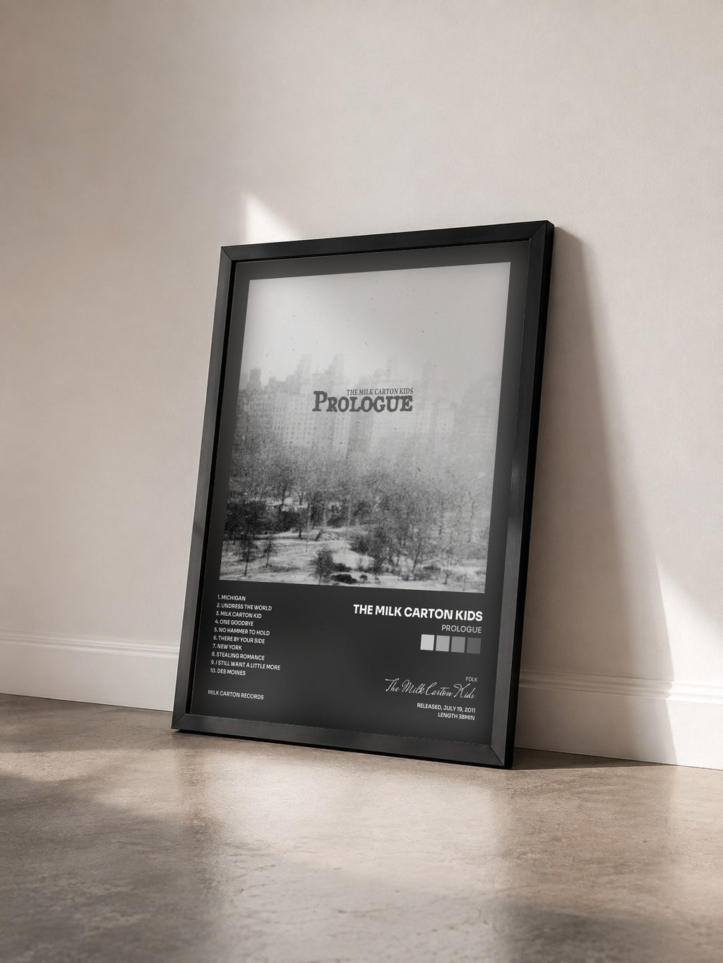 #noir Tableau de l'album Prologue de The Milk Carton Kids vu de trois quarts, cadre noir
