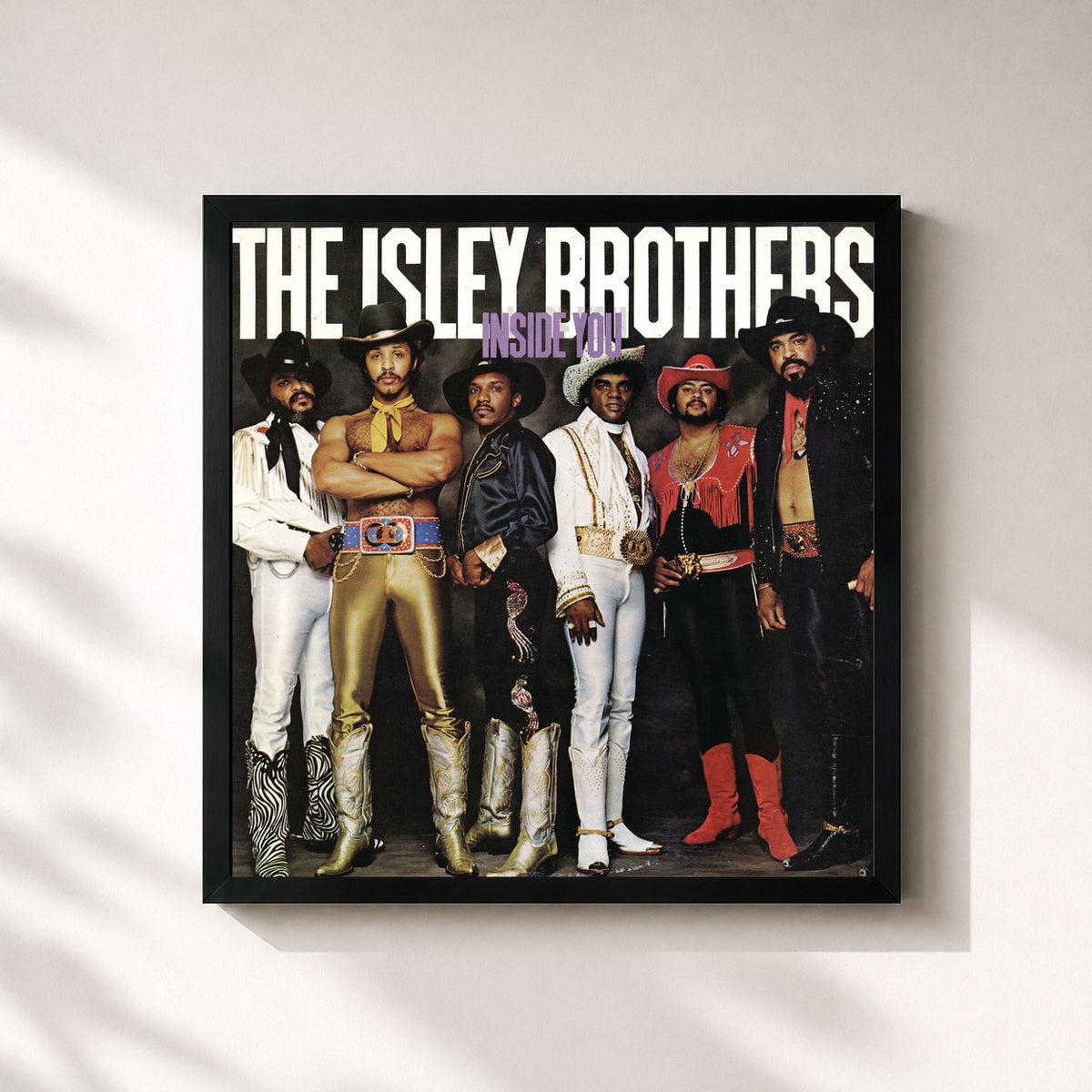 #noir Tableau carré de l'album Inside You de The Isley Brothers, cadre noir 32x32 cm