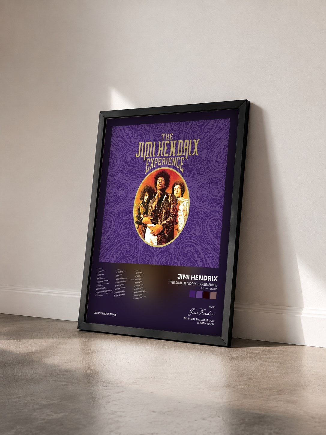 #noir Tableau de l'album The Jimi Hendrix Experience (Deluxe Reissue) de Jimi Hendrix vu de trois quarts, cadre noir