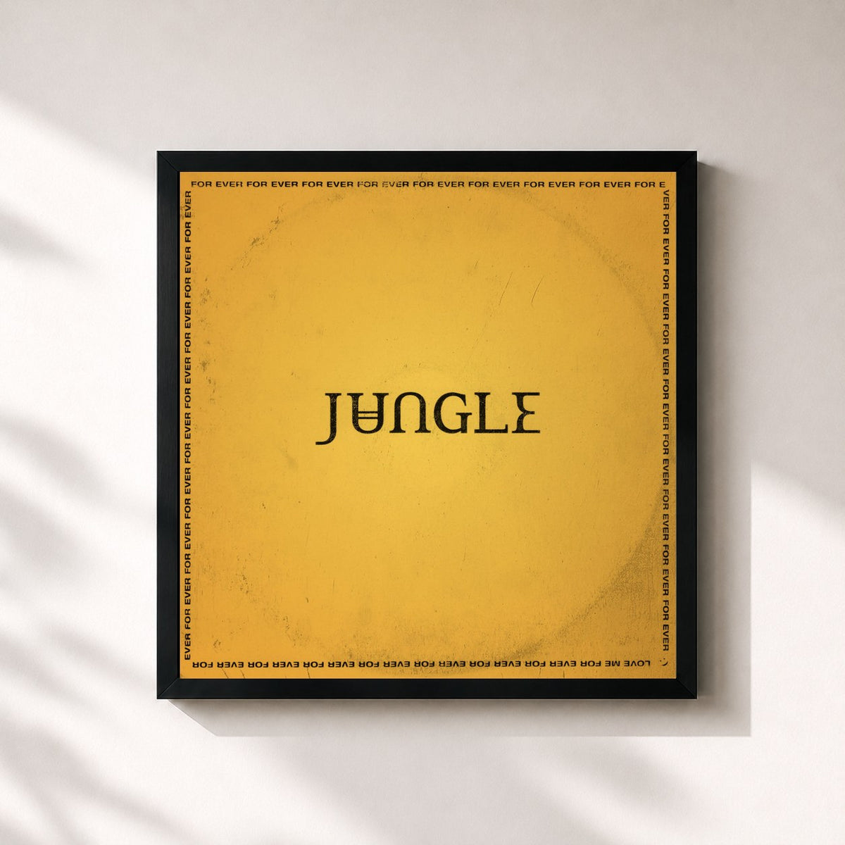 #noir Tableau carré de l'album For Ever de Jungle, cadre noir 32x32 cm