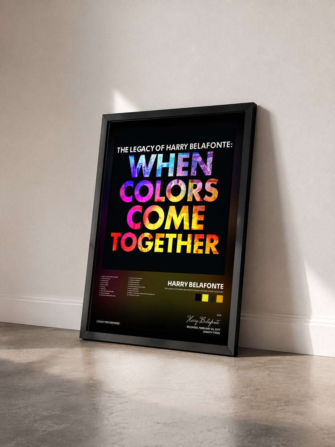 #noir Tableau de l'album The Legacy of Harry Belafonte: When Colors Come Together de Harry Belafonte vu de trois quarts, cadre noir