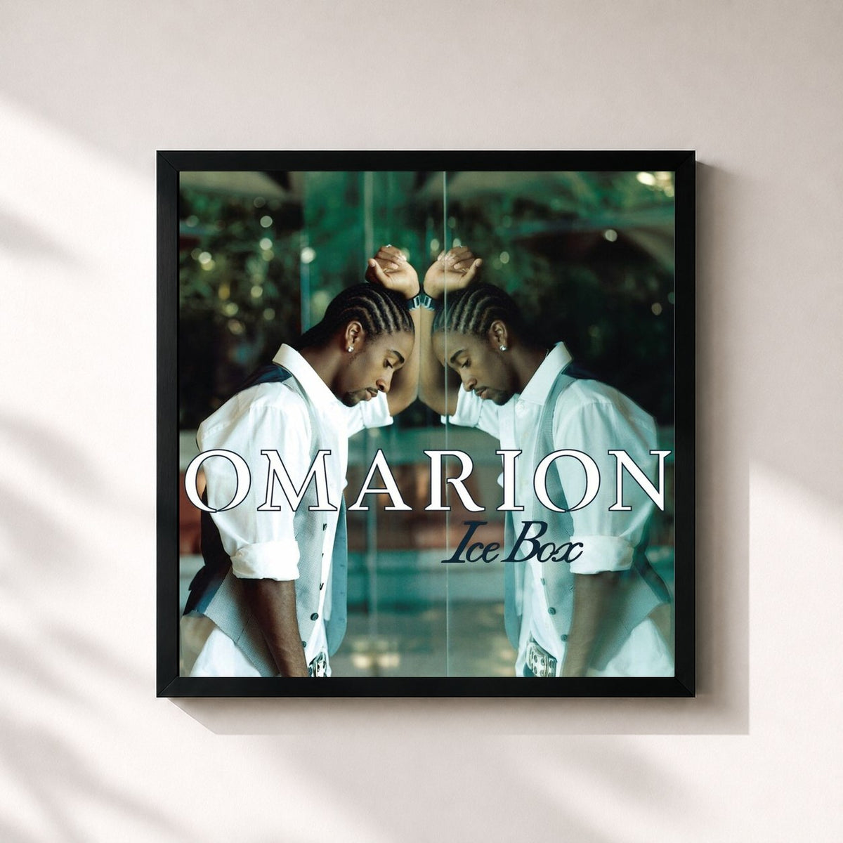 #noir Tableau carré de l'album Ice Box (Mixes) de Omarion, cadre noir 32x32 cm