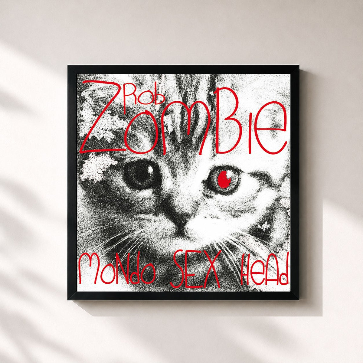 #noir Tableau carré de l'album Mondo Sex Head de Rob Zombie, cadre noir 32x32 cm