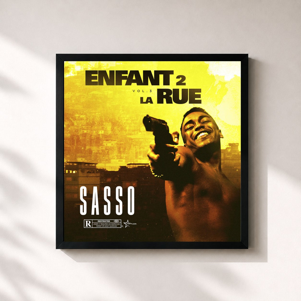 #noir Tableau carré de l'album Enfant2LaRue Vol.3 de Sasso, cadre noir 32x32 cm
