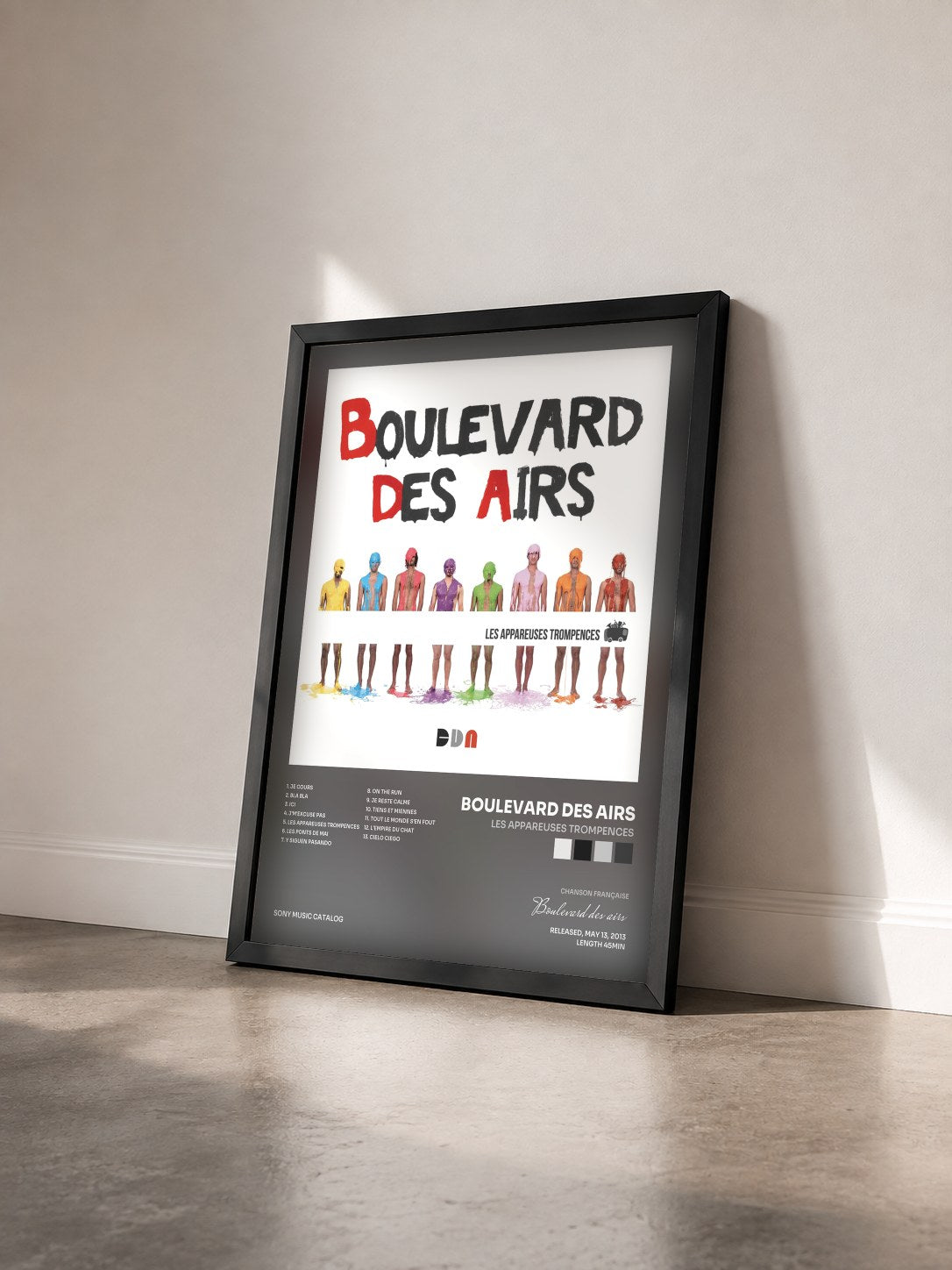 #noir Tableau de l'album Les appareuses trompences de Boulevard des airs vu de trois quarts, cadre noir