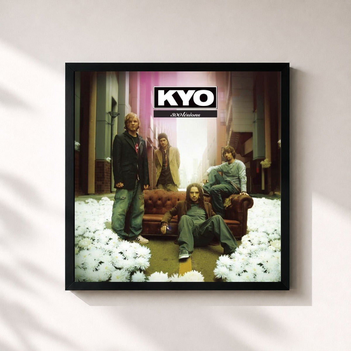 #noir 300 lésions de Kyo en lámina cuadrada enmarcada, marco negro de 32x32 cm