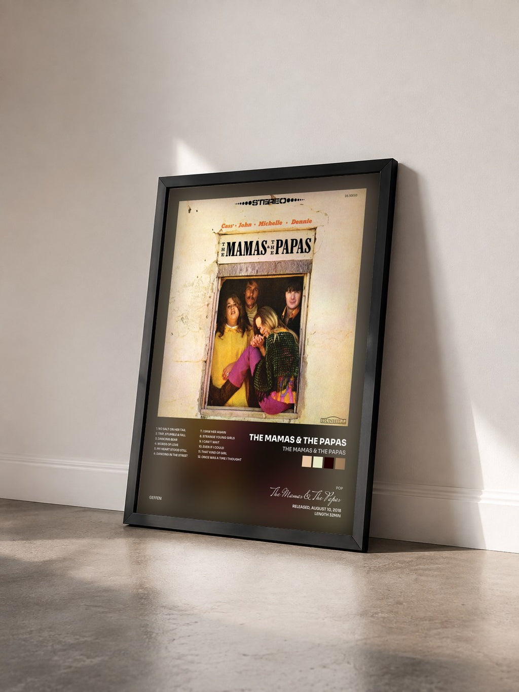#noir Tableau de l'album The Mamas & The Papas de The Mamas & The Papas vu de trois quarts, cadre noir