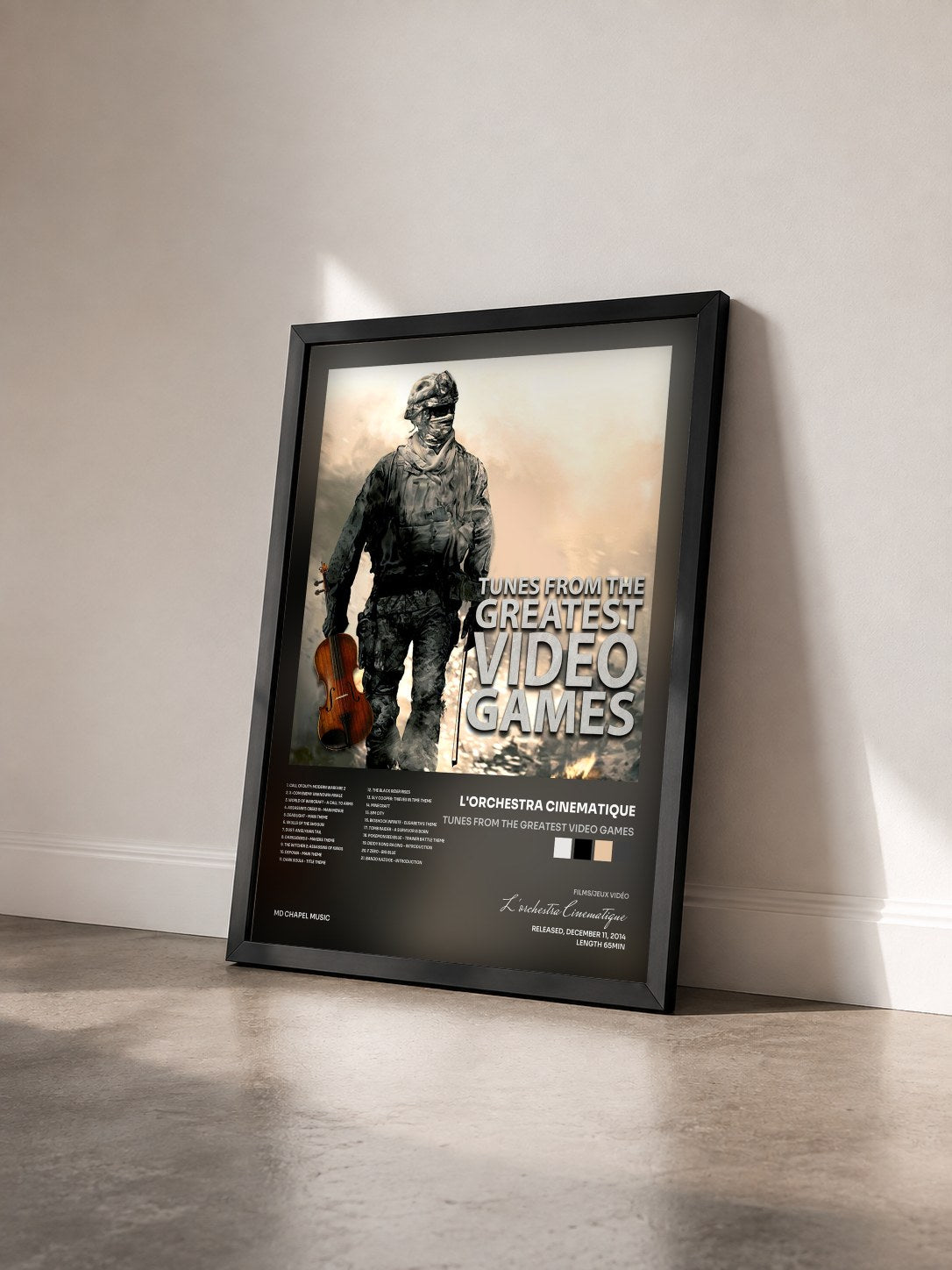 #noir Tableau de l'album Tunes from the Greatest Video Games de L'orchestra Cinematique vu de trois quarts, cadre noir